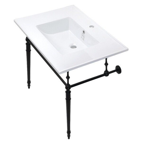 Fauceture KVPB312271MB Edwardian 31" Console Sink Set, White/Matte Black KVPB312271MB - main